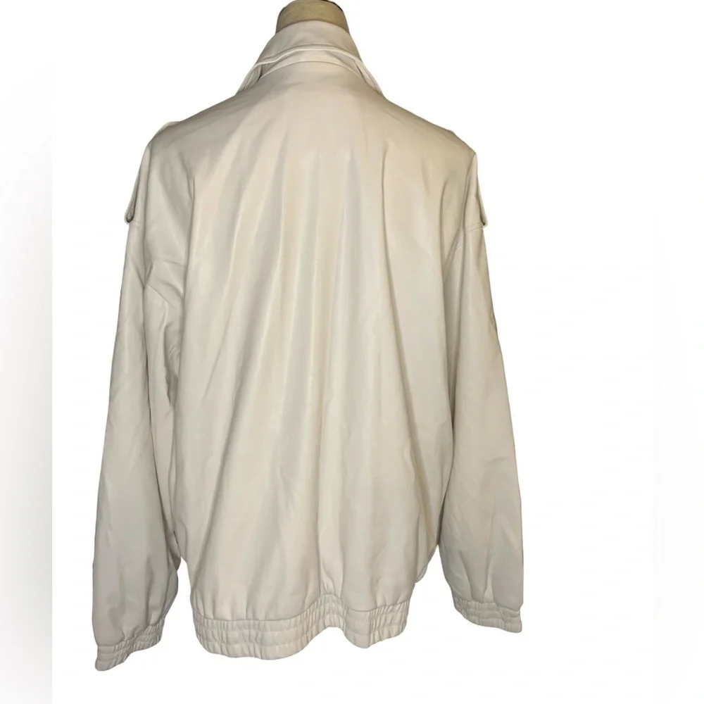 levis faux leather dad bomber jacket in oyster-NWT